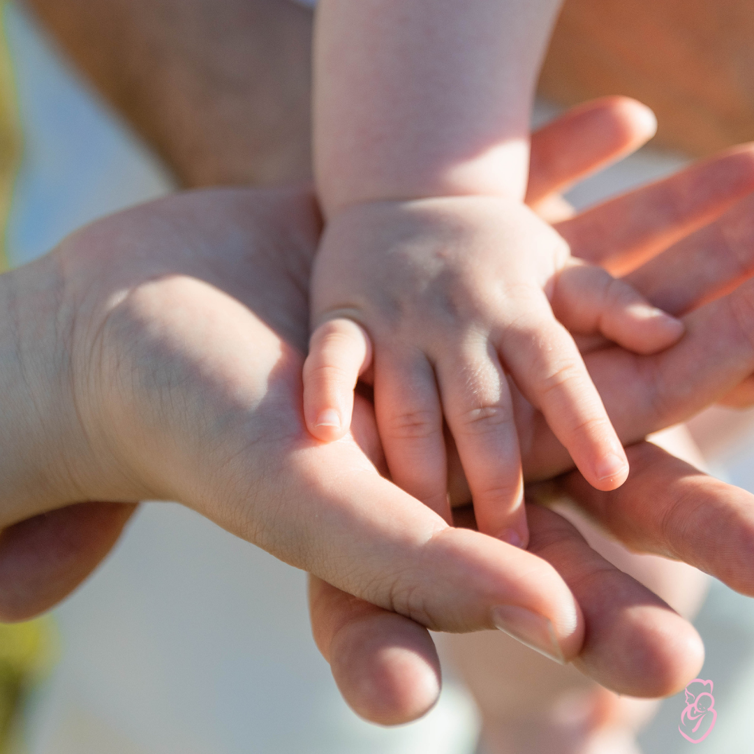 bebomed Pflegelotion Baby Hand und die Hände der Eltern